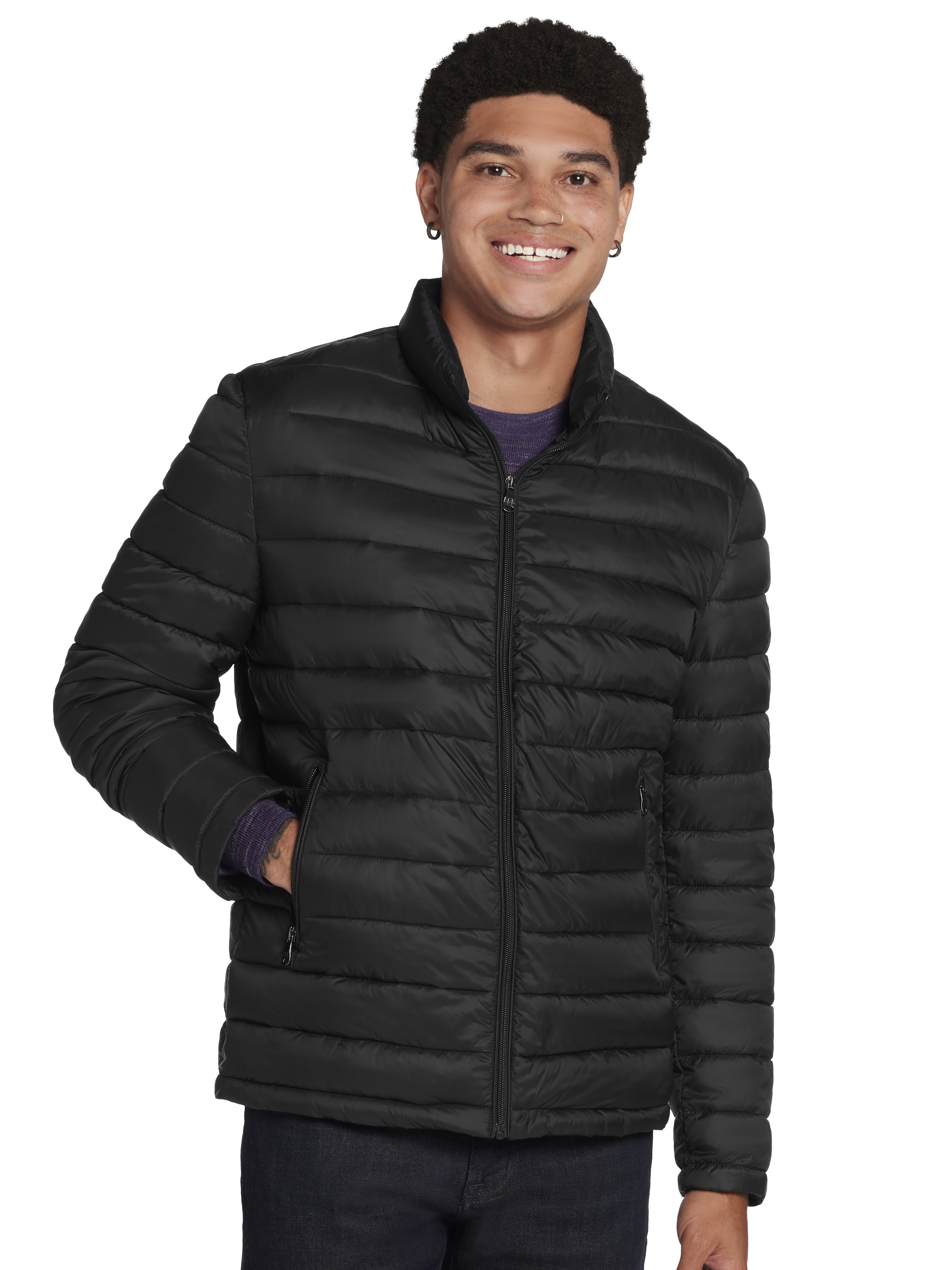 Modern Fit Faux Down Puffer Jacket