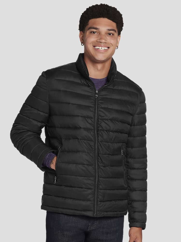 Awearness Kenneth Cole Men s Modern Fit Faux Down Puffer Jacket at Men s Wearhouse Black Size XL