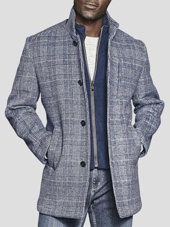 Mens plaid car coat top