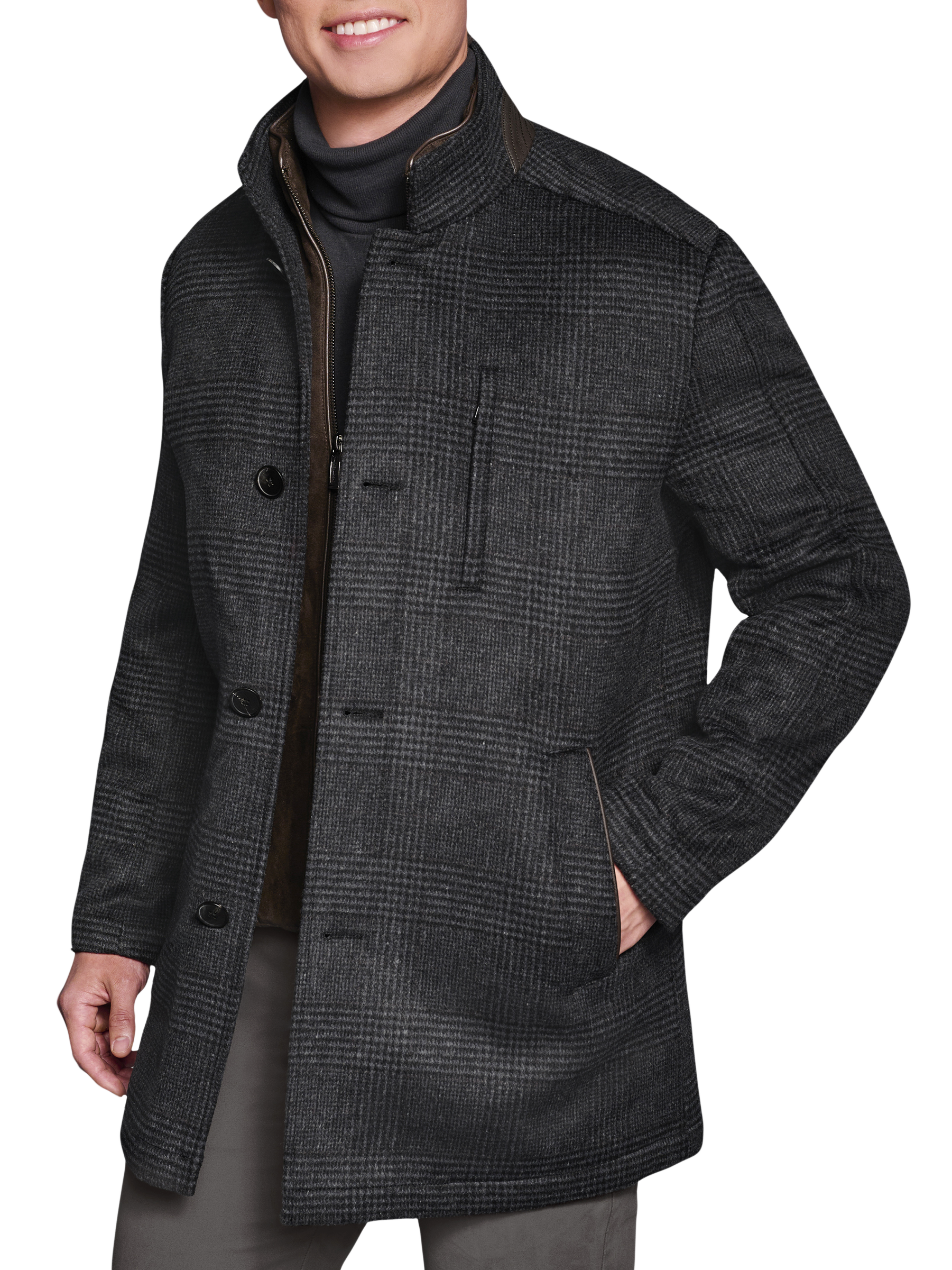 Upton Charcoal Plaid Car Coat