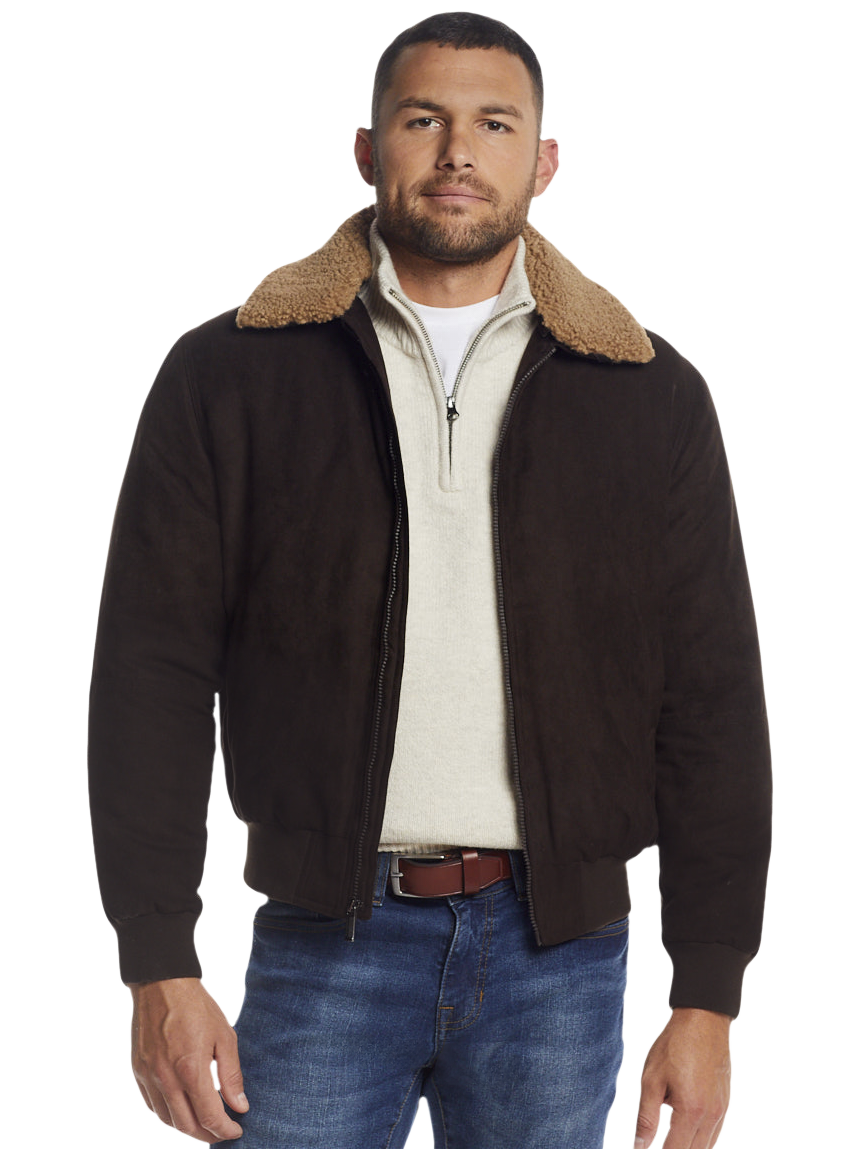 Weatherproof Modern Fit Microsuede Bomber With Detachable Faux Fur Collar Casual Jackets Men s Wearhouse