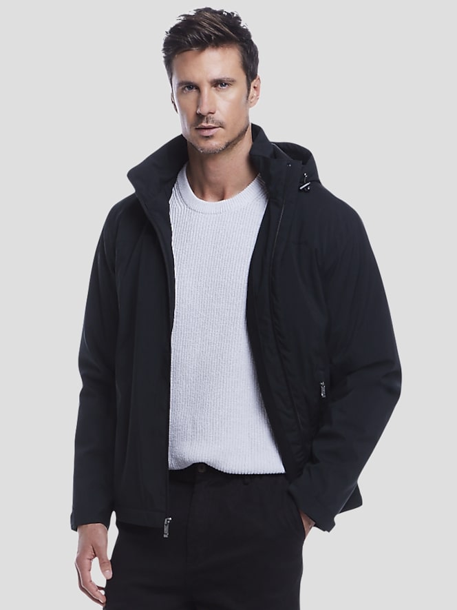 Weatherproof Modern Fit Fleece-Lined Casual Jacket with Removable Hood