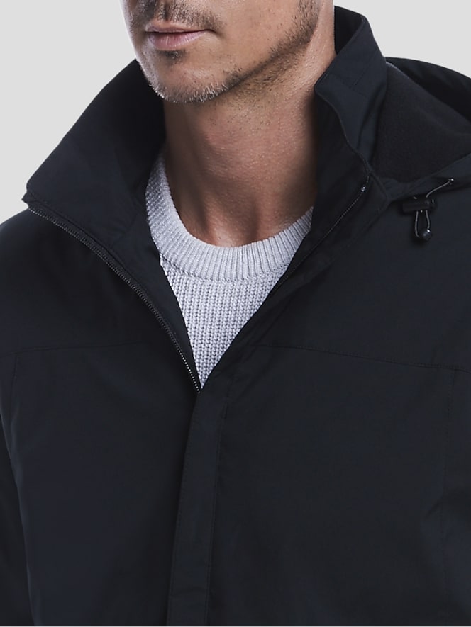 Weatherproof Modern Fit Fleece-Lined Casual Jacket with Removable Hood