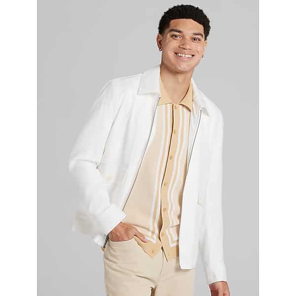 Paisley & Gray Men's Linen Blend Bomber Jacket White - Size: XL TMW71XT40010