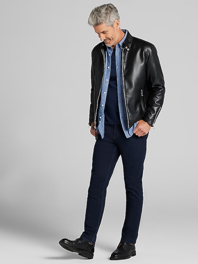 Awearness Kenneth Cole Faux Leather Moto Jacket