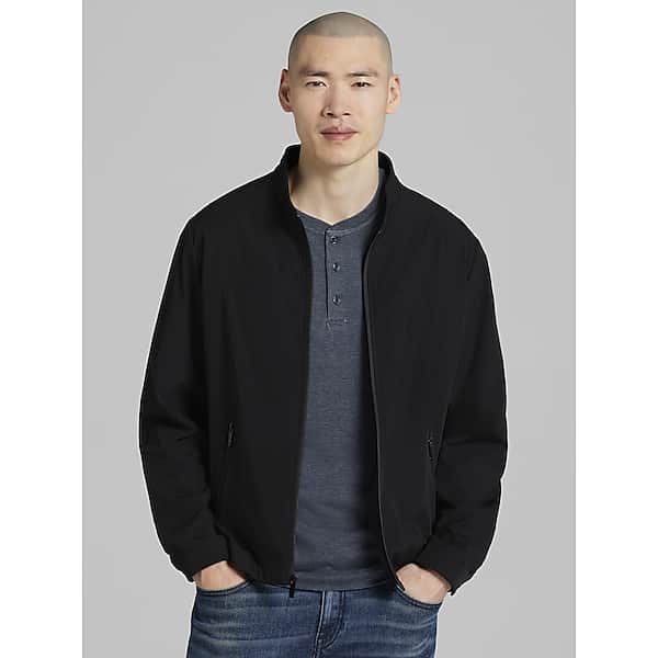 Awearness Kenneth Cole Men's Stand Collar Windbreaker Jacket Black - Size: XXL TMW71YF50002