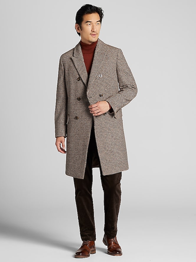 Joseph Abboud Modern Fit Houndstooth Topcoat