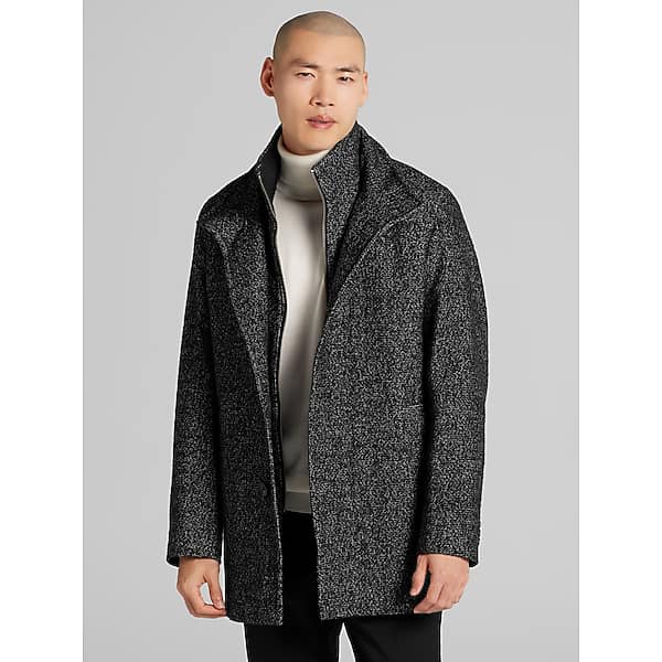 Awearness Kenneth Cole Men's Wool Blend Car Coat Salt & Amp; Pepper - Size: Medium