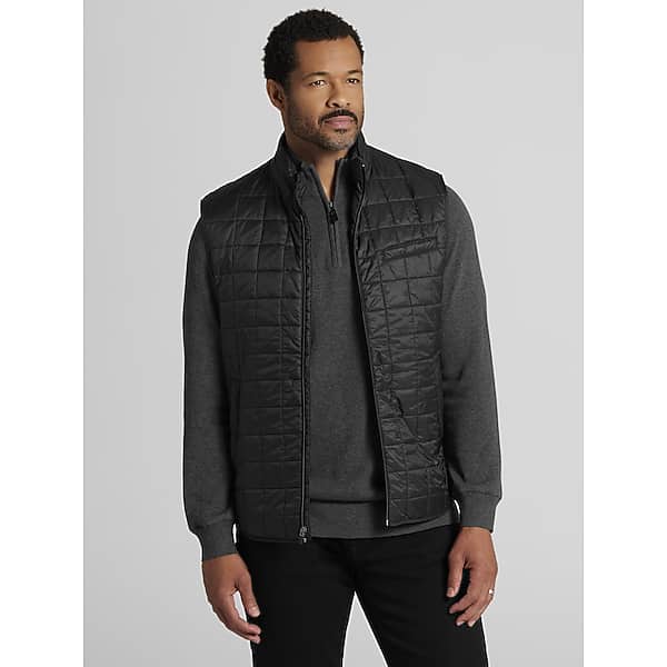 Joseph Abboud Men's Water-Repellent Boxed Quilted Vest Black - Size: Medium