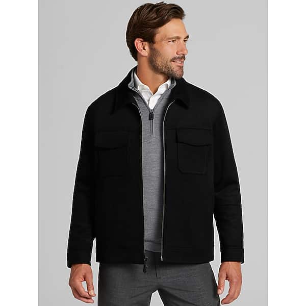 Joseph Abboud Big & Tall Men's Full Zip Ike Jacket Black - Size: 2XLT