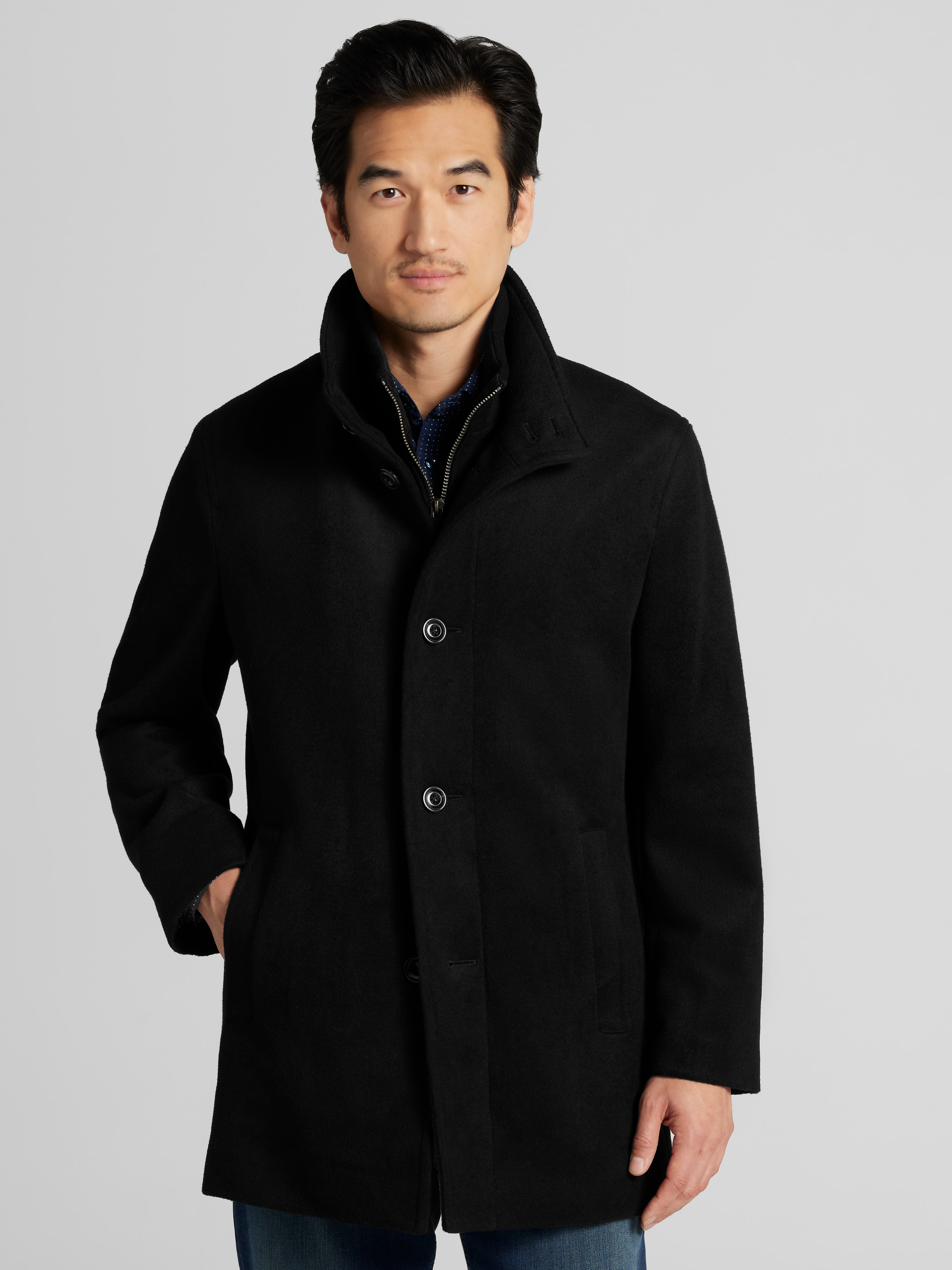 Awearness Kenneth Cole Wool Blend Car Coat with Bib, Black