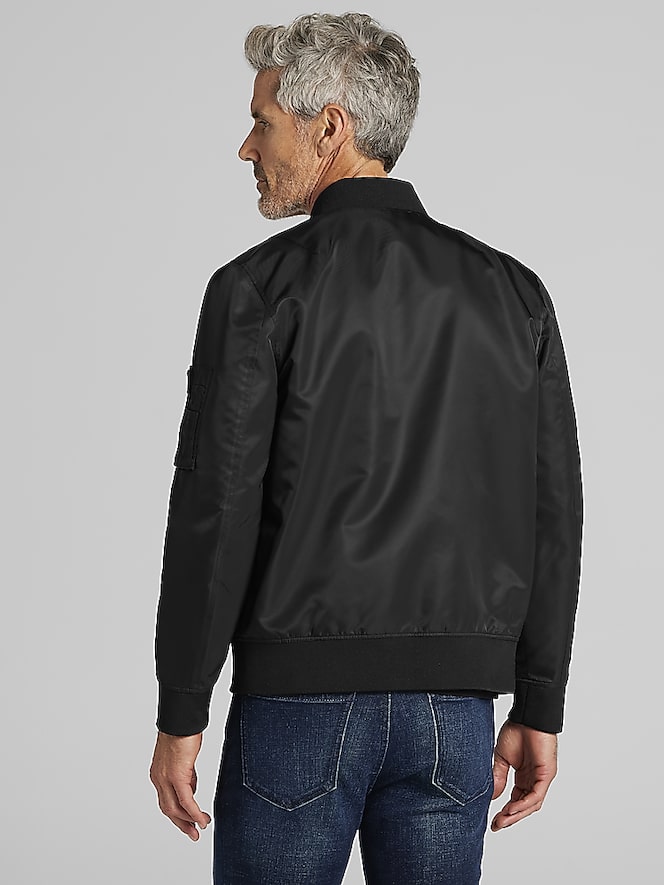 Awearness Kenneth Cole Modern Fit Satin Bomber Jacket