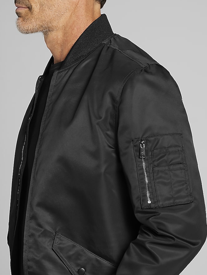 Awearness Kenneth Cole Modern Fit Satin Bomber Jacket