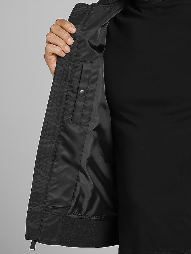 Awearness Kenneth Cole Modern Fit Satin Bomber Jacket