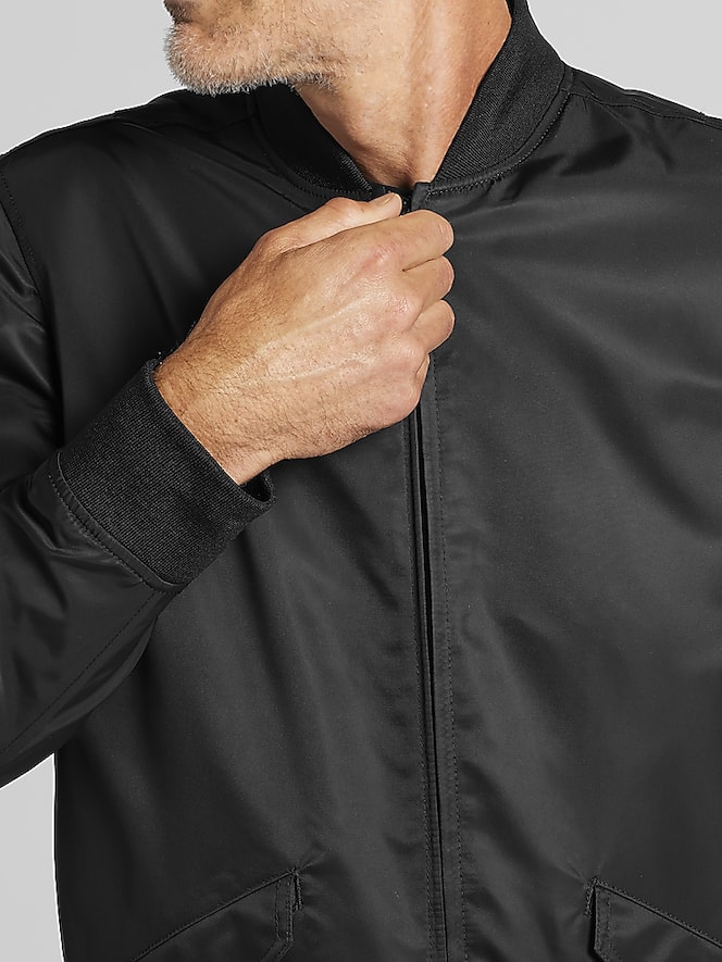 Awearness Kenneth Cole Modern Fit Satin Bomber Jacket