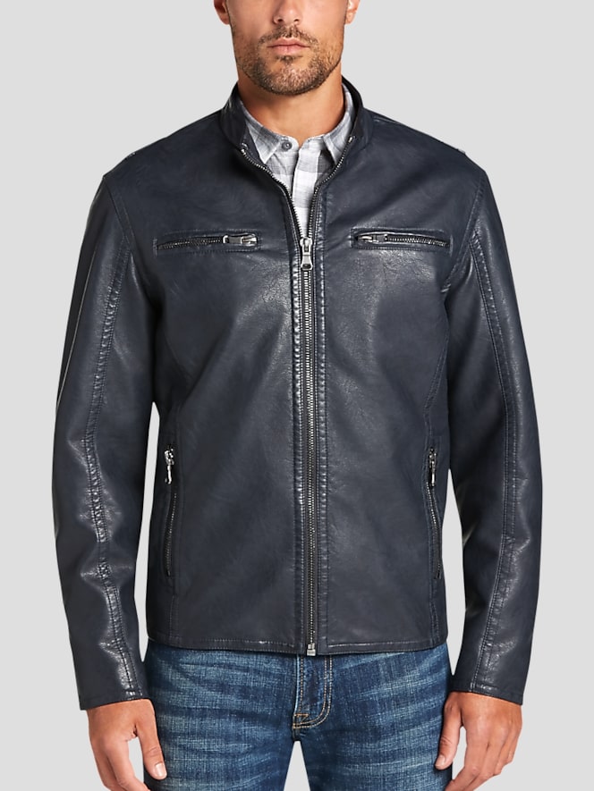 Pronto Uomo Modern Fit Moto Jacket, Navy - Image 1 of 2