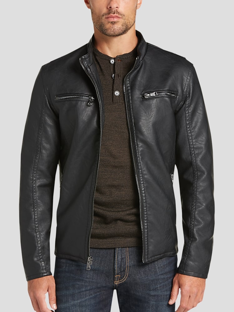 Pronto uomo black modern fit moto jacket clearance