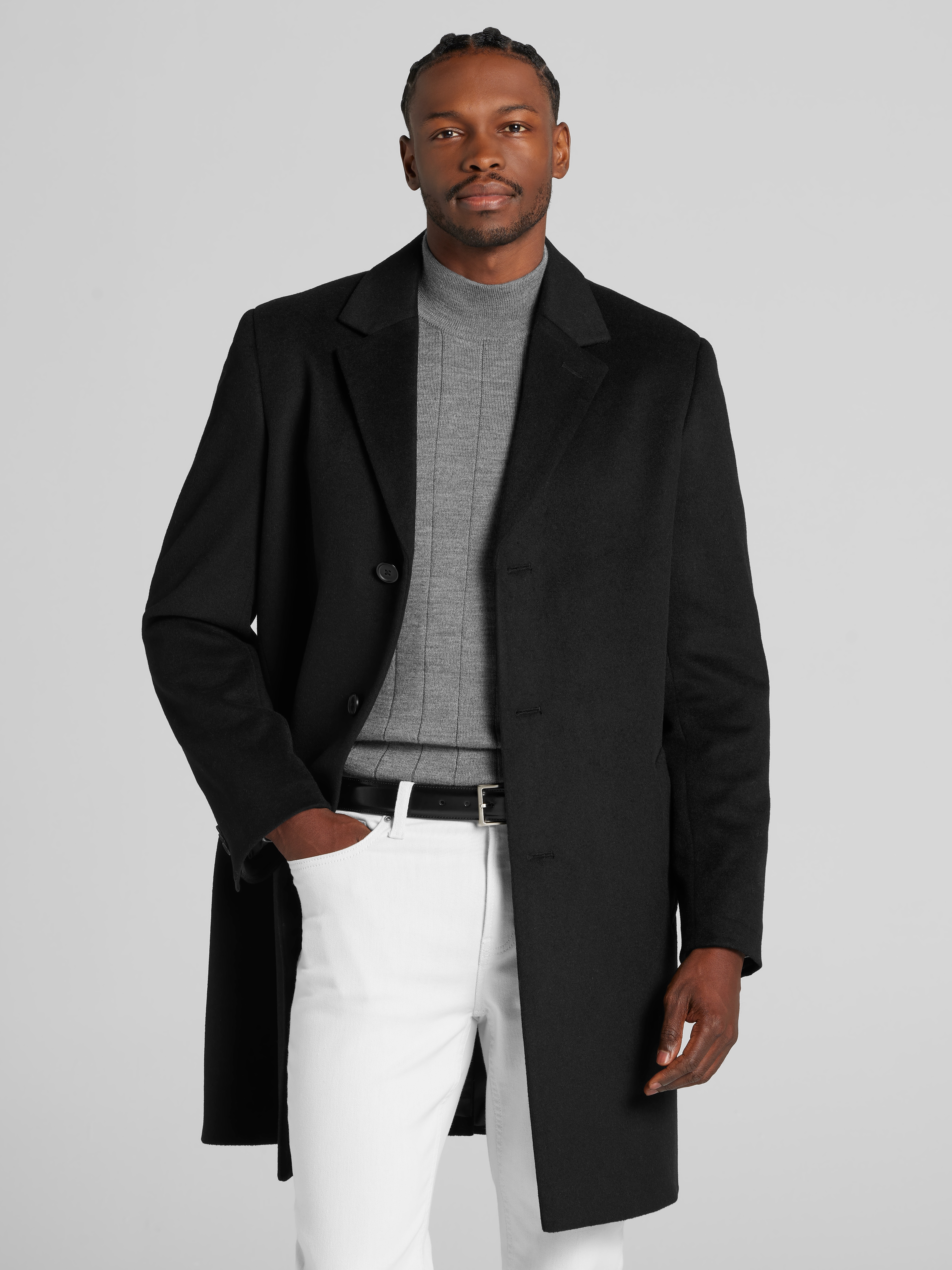 Joseph Abboud Signature Wool Blend Overcoat, Black | Topcoats