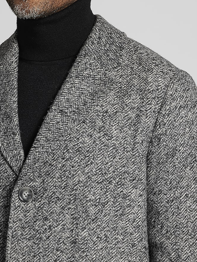 Joseph Abboud Melange Herringbone Knit Overcoat