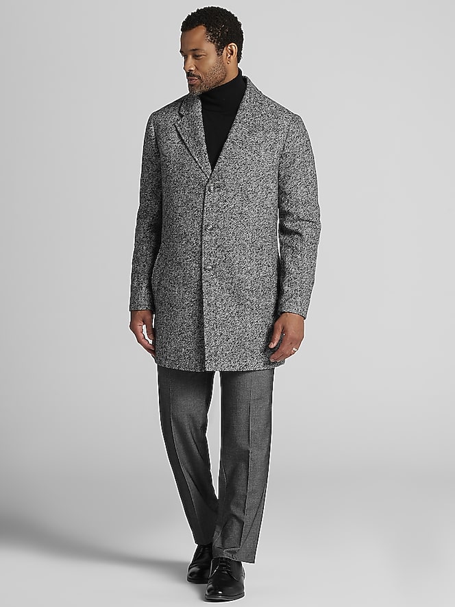 Joseph Abboud Melange Herringbone Knit Overcoat