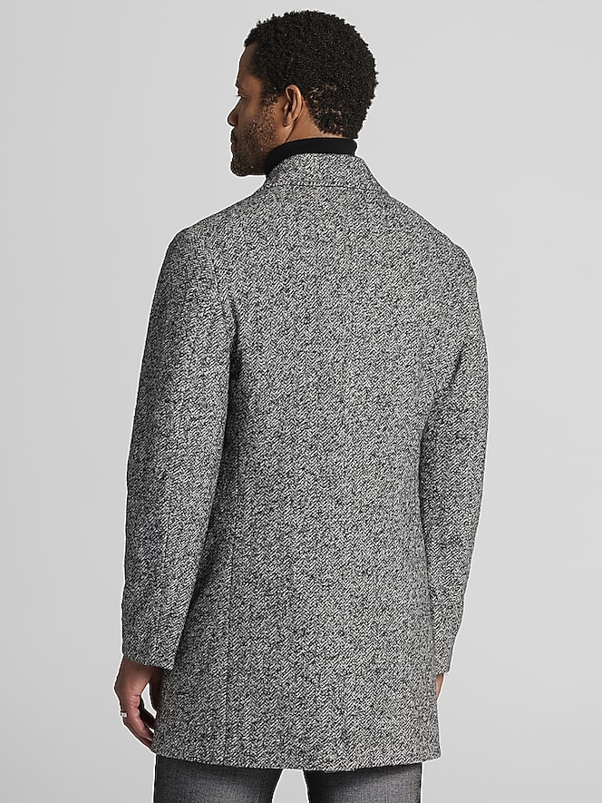 Joseph Abboud Melange Herringbone Knit Overcoat