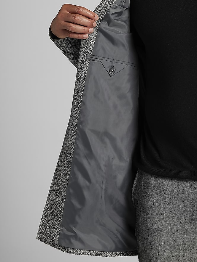 Joseph Abboud Melange Herringbone Knit Overcoat