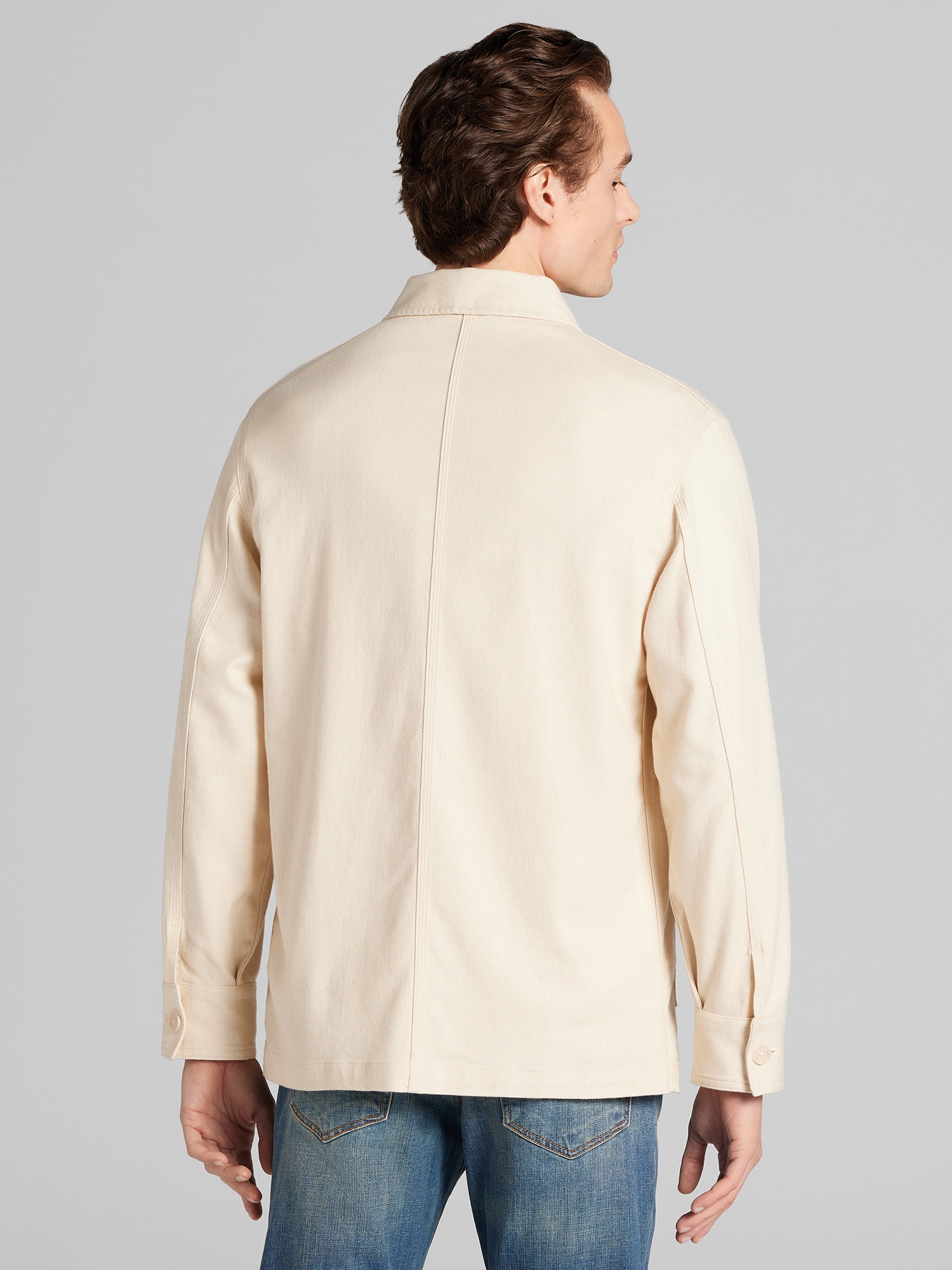 Button Front Cotton-Linen Shirt Jacket