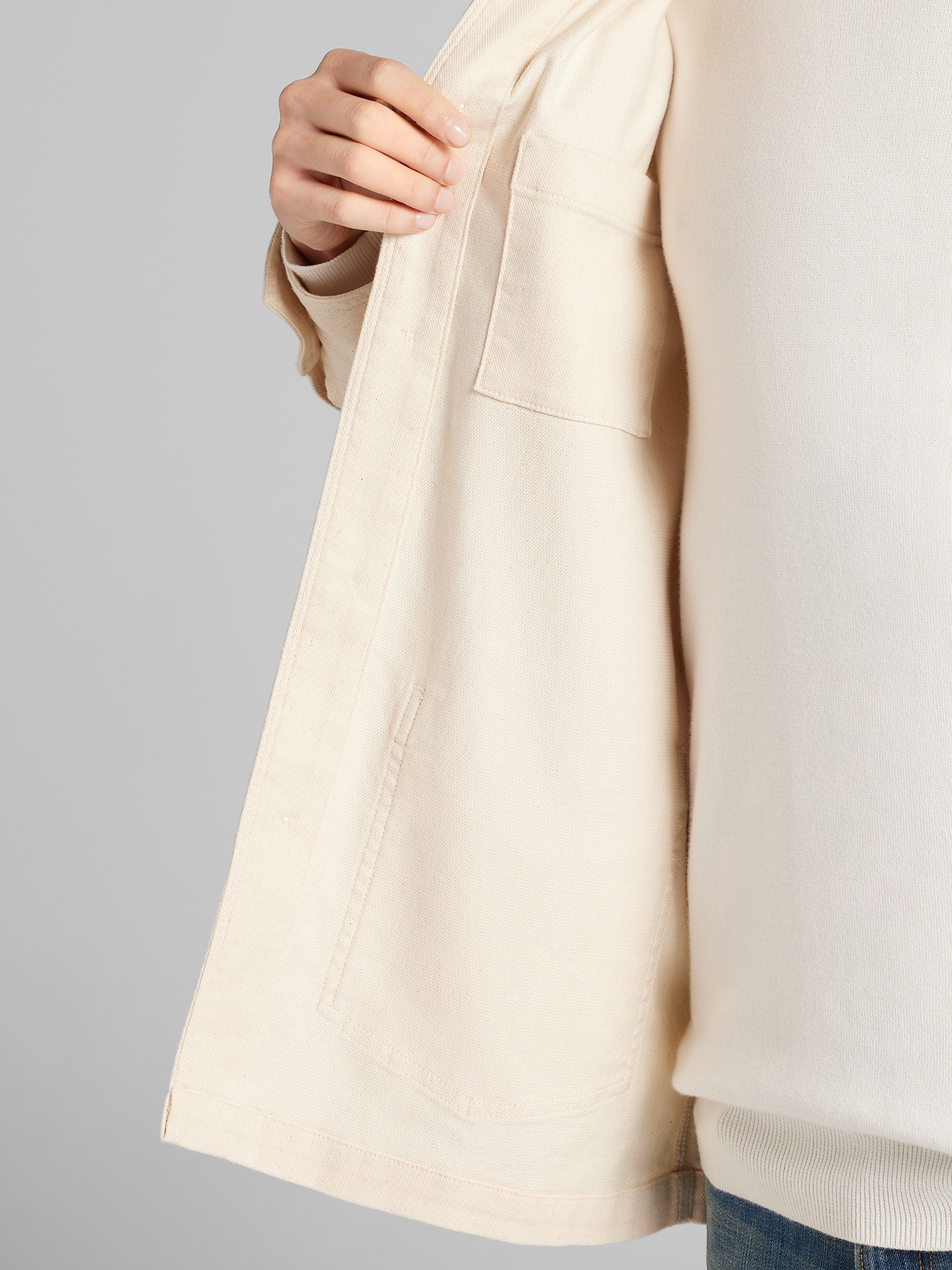 Button Front Cotton-Linen Shirt Jacket