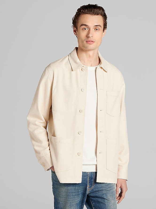 Joseph Abboud Modern Fit Seeded Cotton-Linen Shirt Jacket