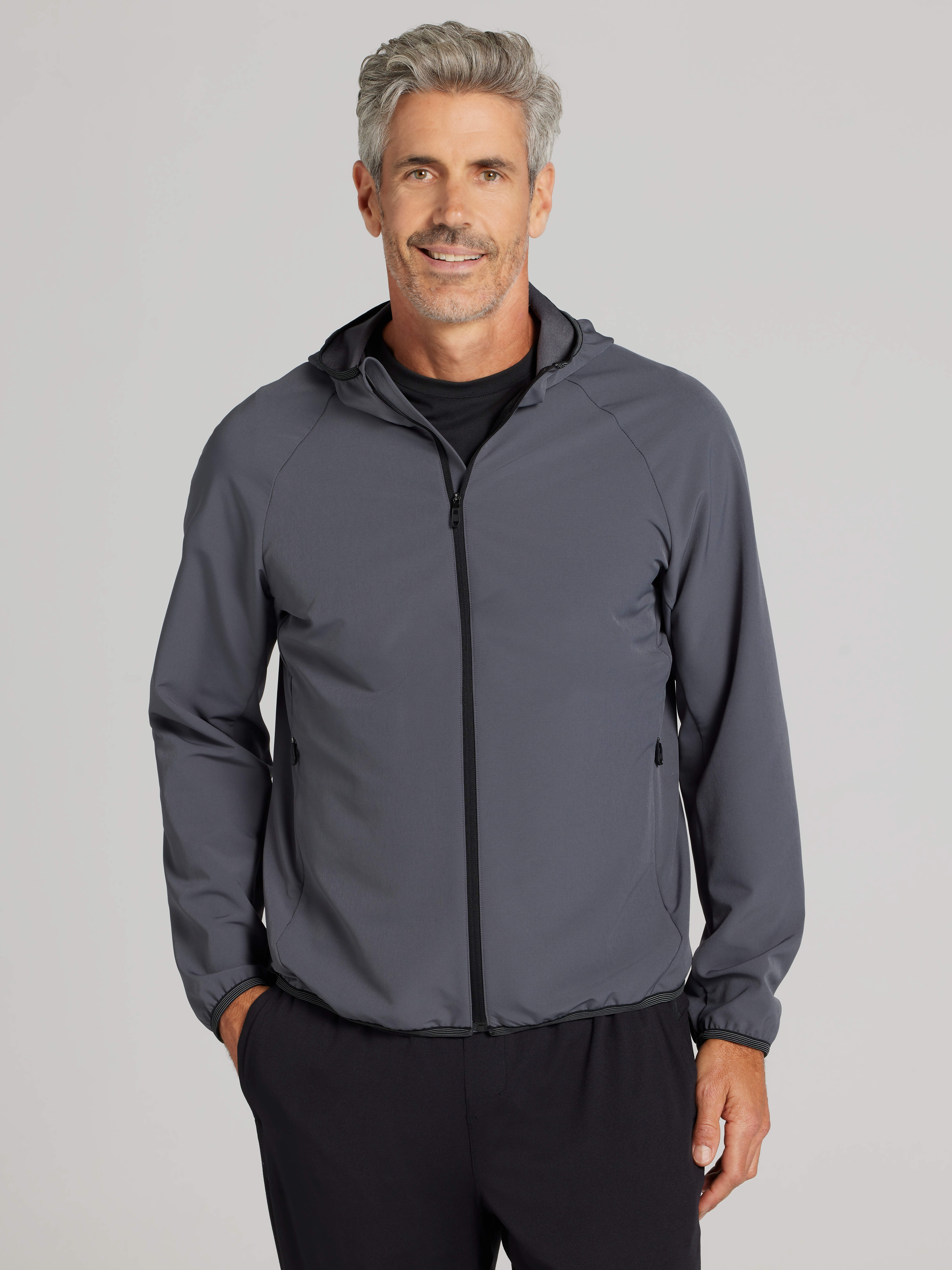 Awearness Kenneth Cole Performance Hooded Jacket, Charcoal - Gray