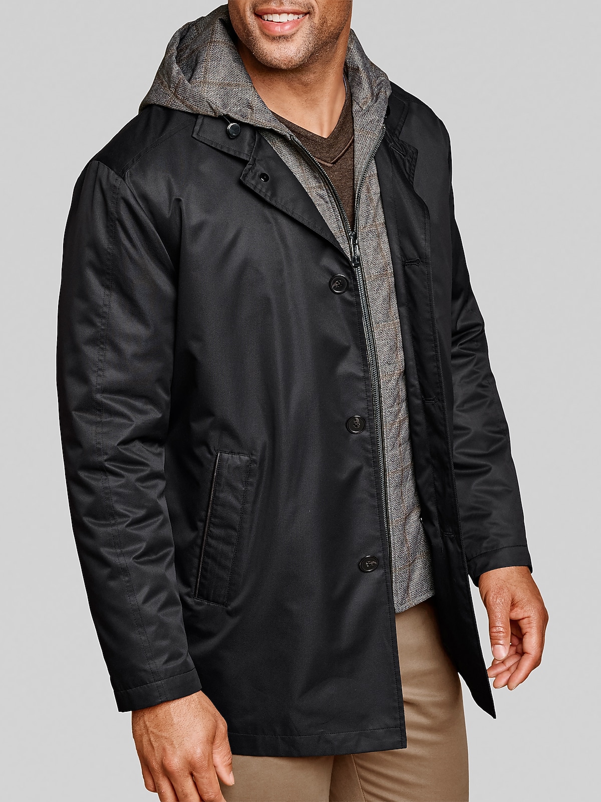 Johnston & Murphy Upton Water-Resistant Raincoat, Black 