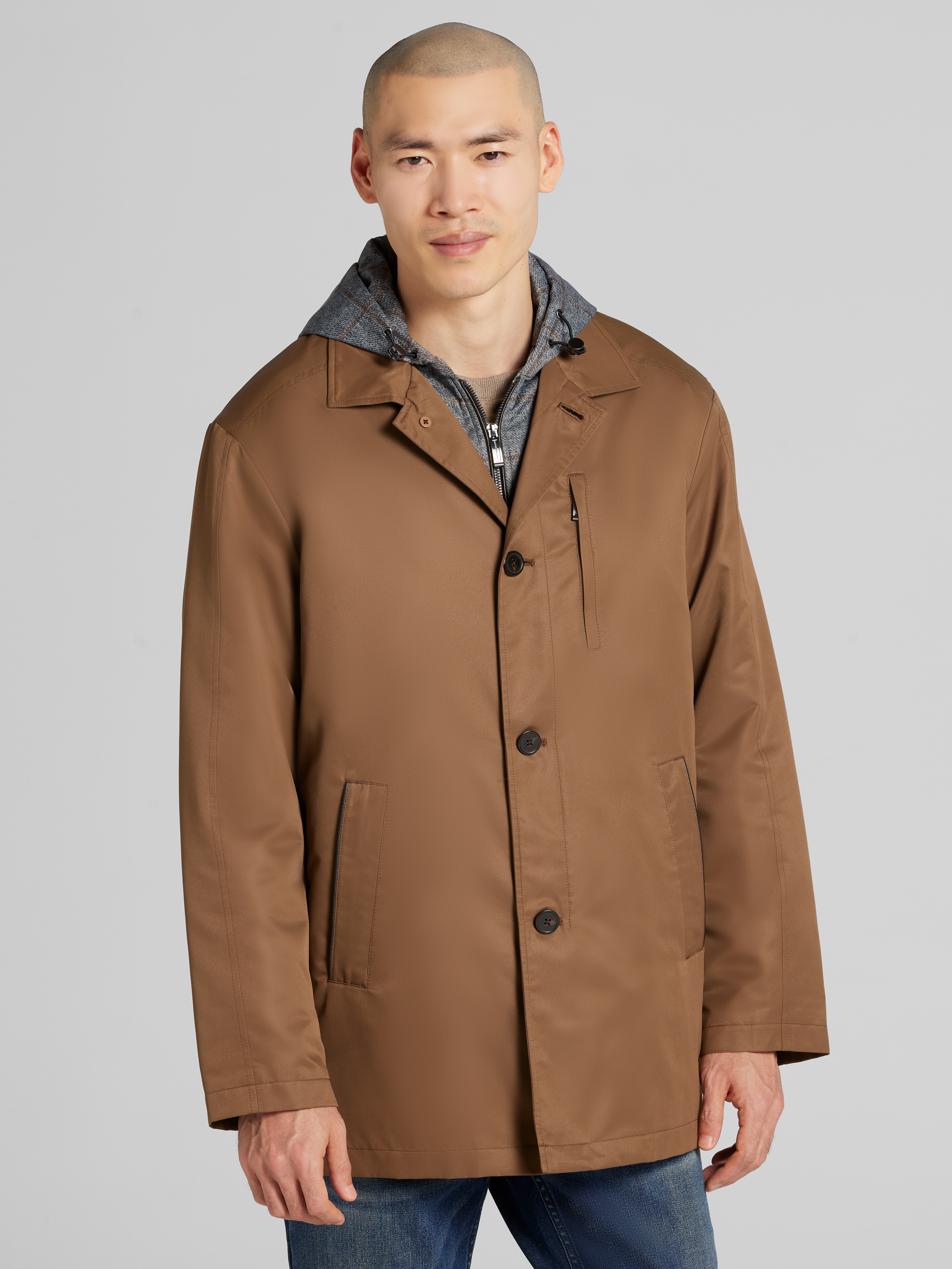 slim fit dress slacks Men's Dress Coat Button Style Wool Winter Olive Green Overcoat main image 1