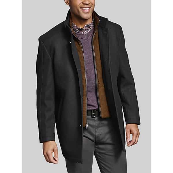Johnston & Murphy Men's Upton Car Coat with Removable Bib Black - Size: XL