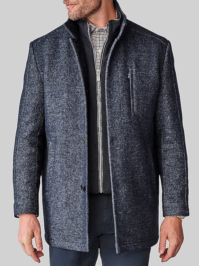 Johnston & Murphy Upton Car Coat with Removable Bib Navy Twill