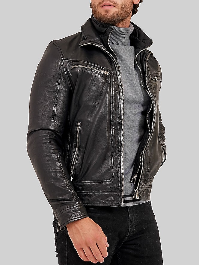 Mauritius Leather Zip Jacket With Removeable Quilited Liner