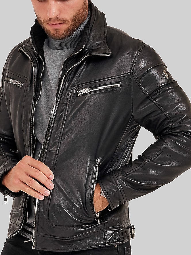 Mauritius Leather Zip Jacket With Removeable Quilited Liner