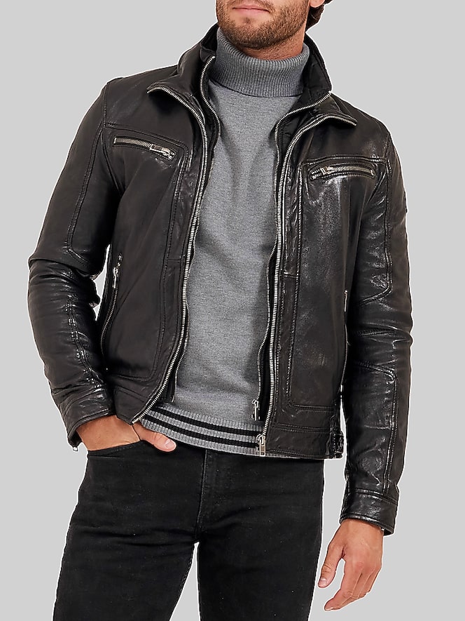 Mauritius Leather Zip Jacket With Removeable Quilited Liner