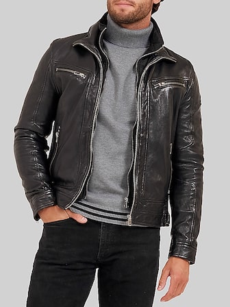 ジャケット・アウター HEAD PORTER PLUS Wrinkle leather jacket Mr P