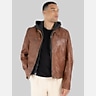 Mauritius Leather Zip Bomber with Removeable Hood
