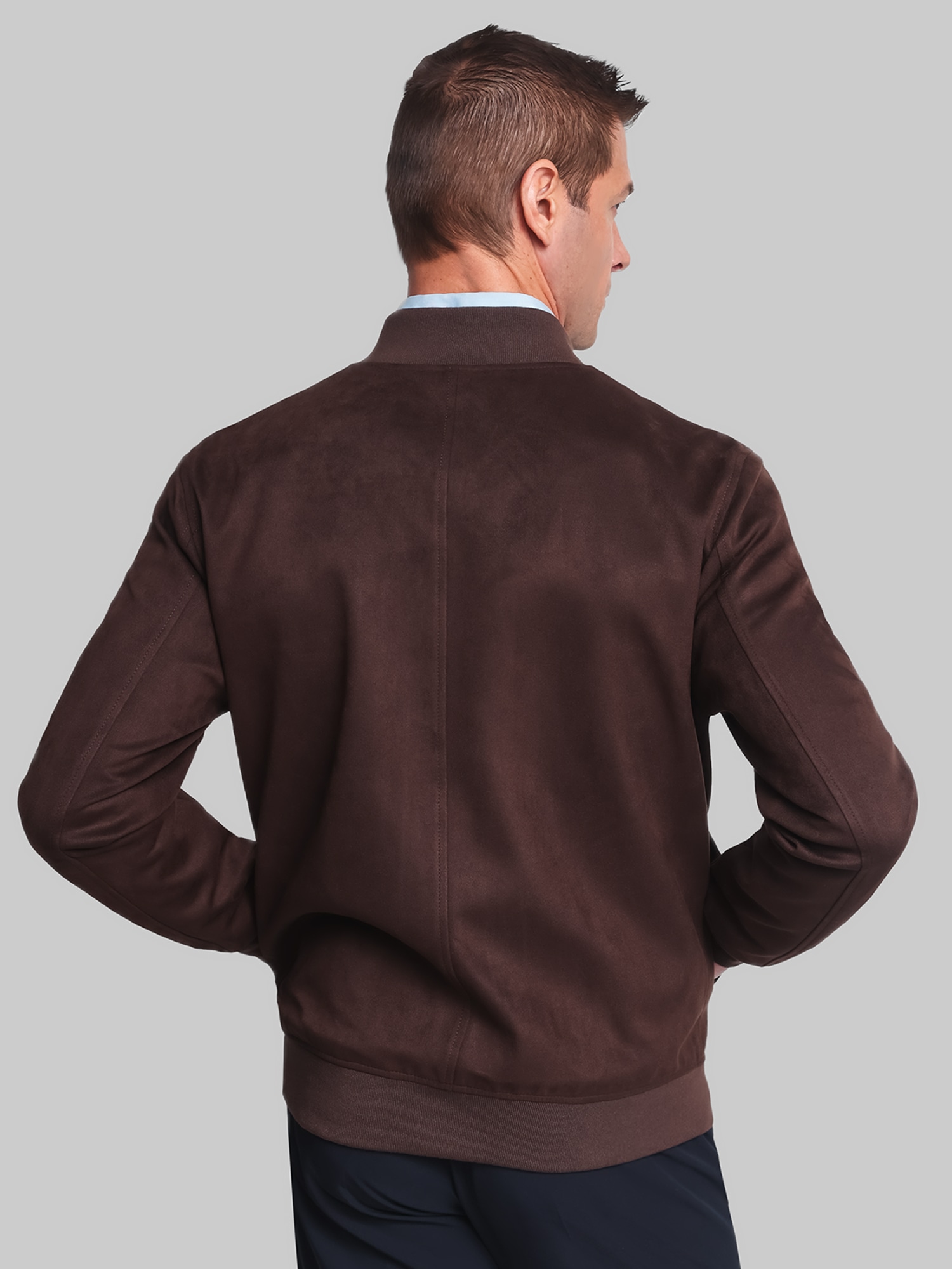 Faux Suede Bomber Jacket