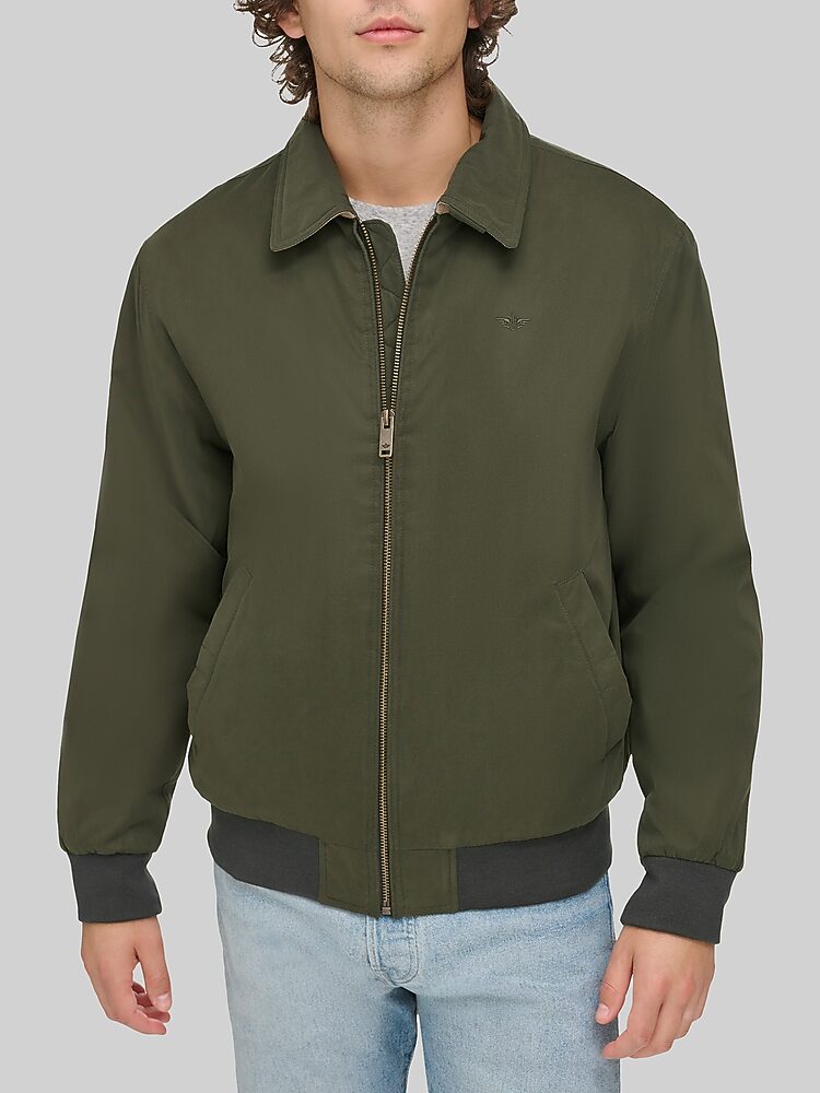 Dockers Golf Bomber Jacket, Olive Casual - Green - Big