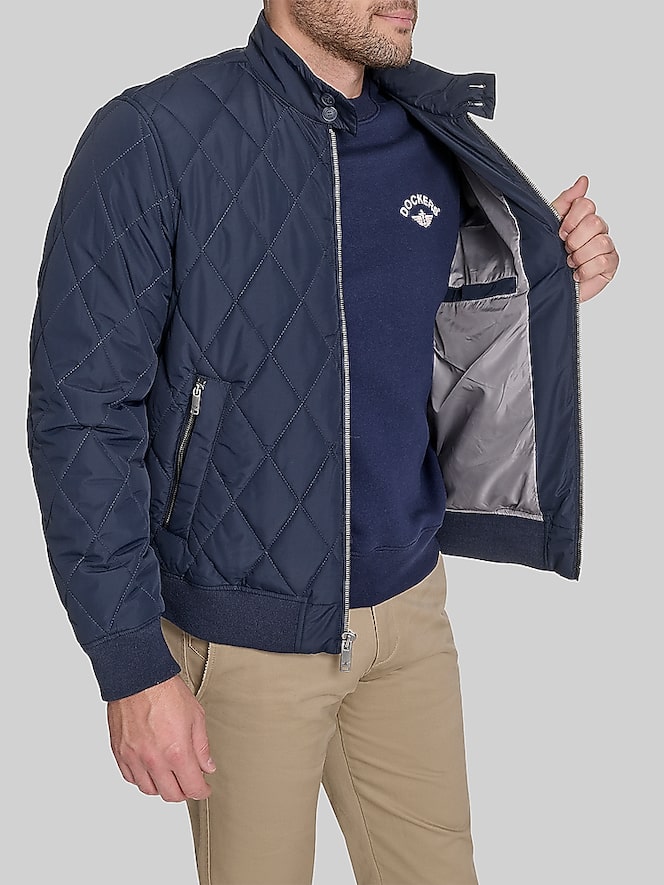 Dockers Diamond Quilted Bomber with Stand Collar
