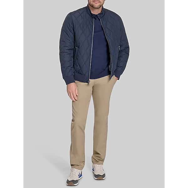 Dockers Men's Diamond Quilted Bomber with Stand Collar Navy -