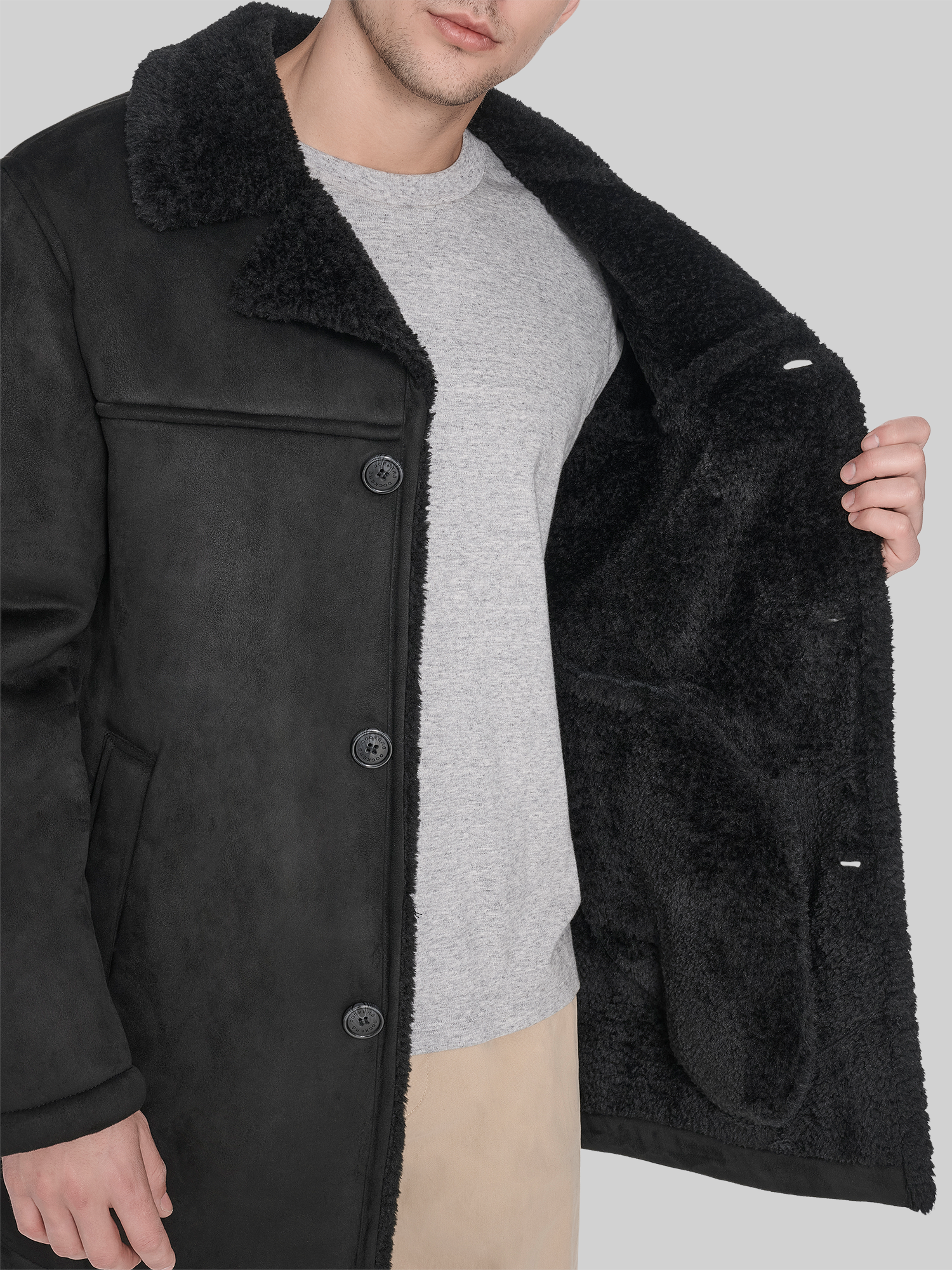 Single Breasted Faux Shearling Coat