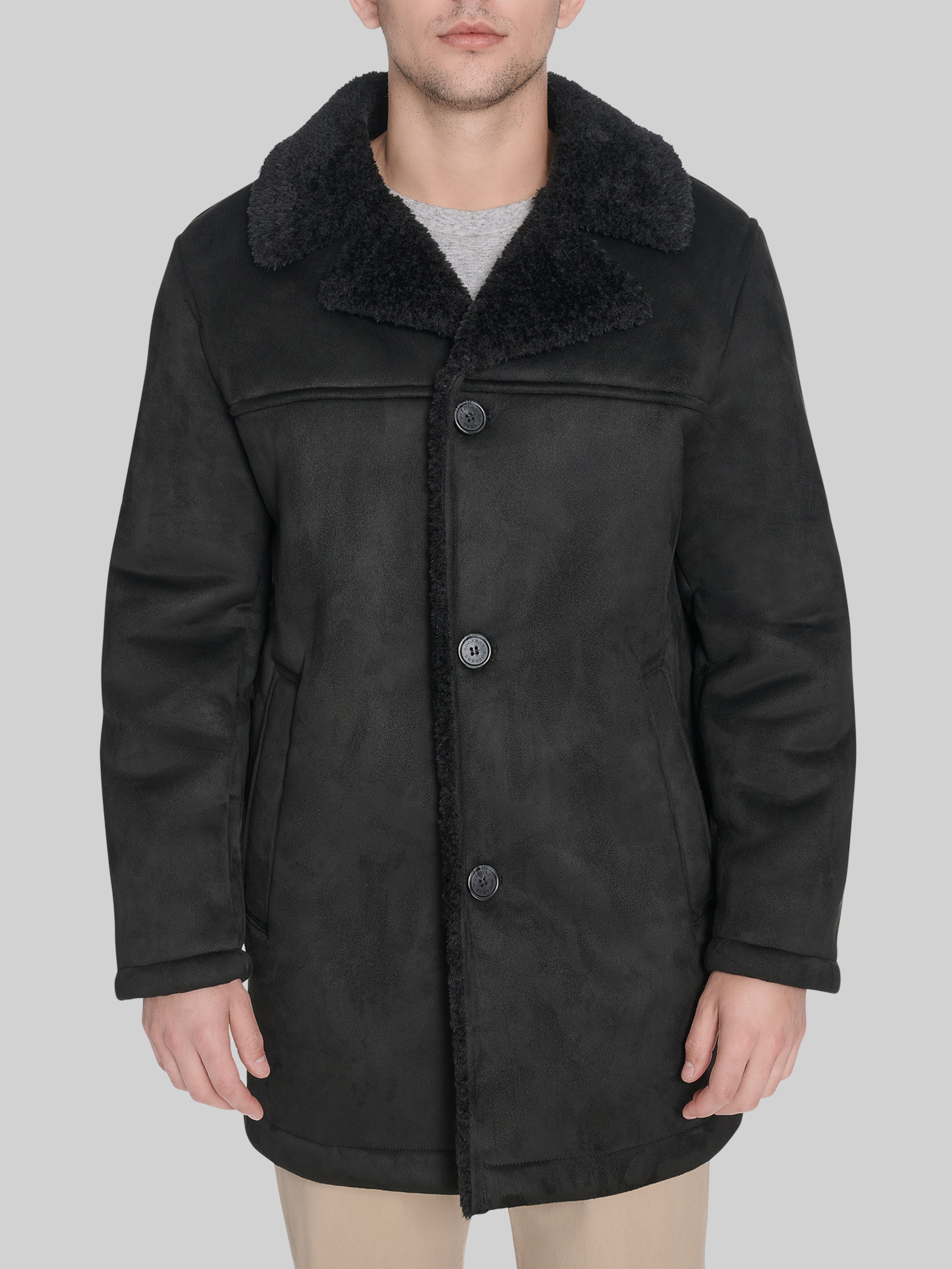 Single Breasted Faux Shearling Coat