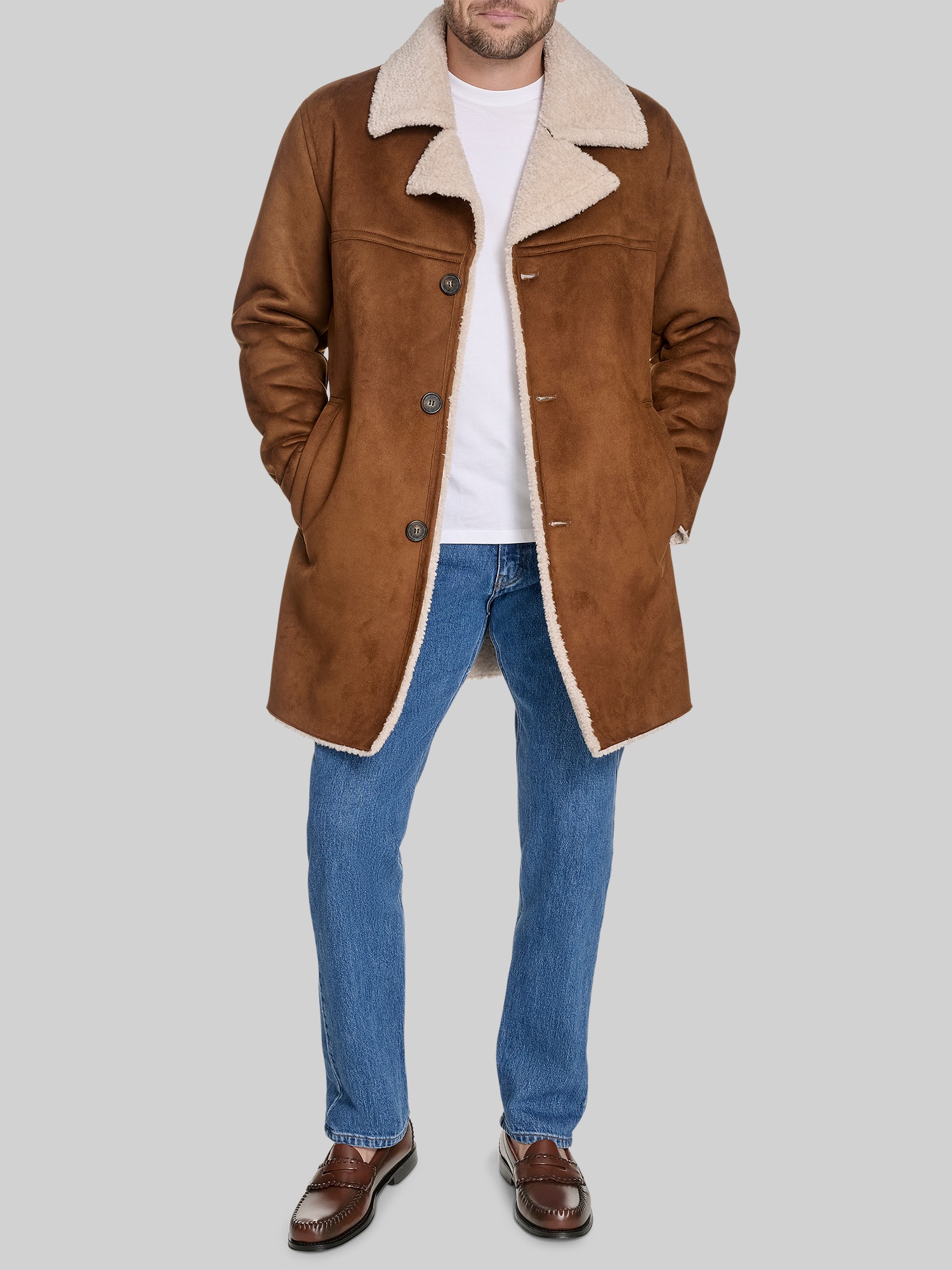 Single Breasted Faux Shearling Coat