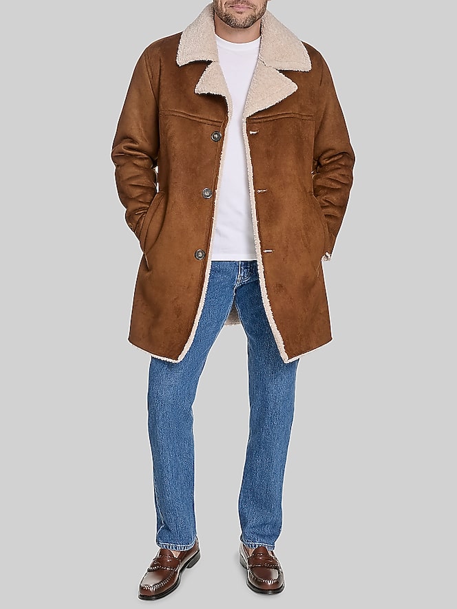 Dockers Single Breasted Faux Shearling Coat
