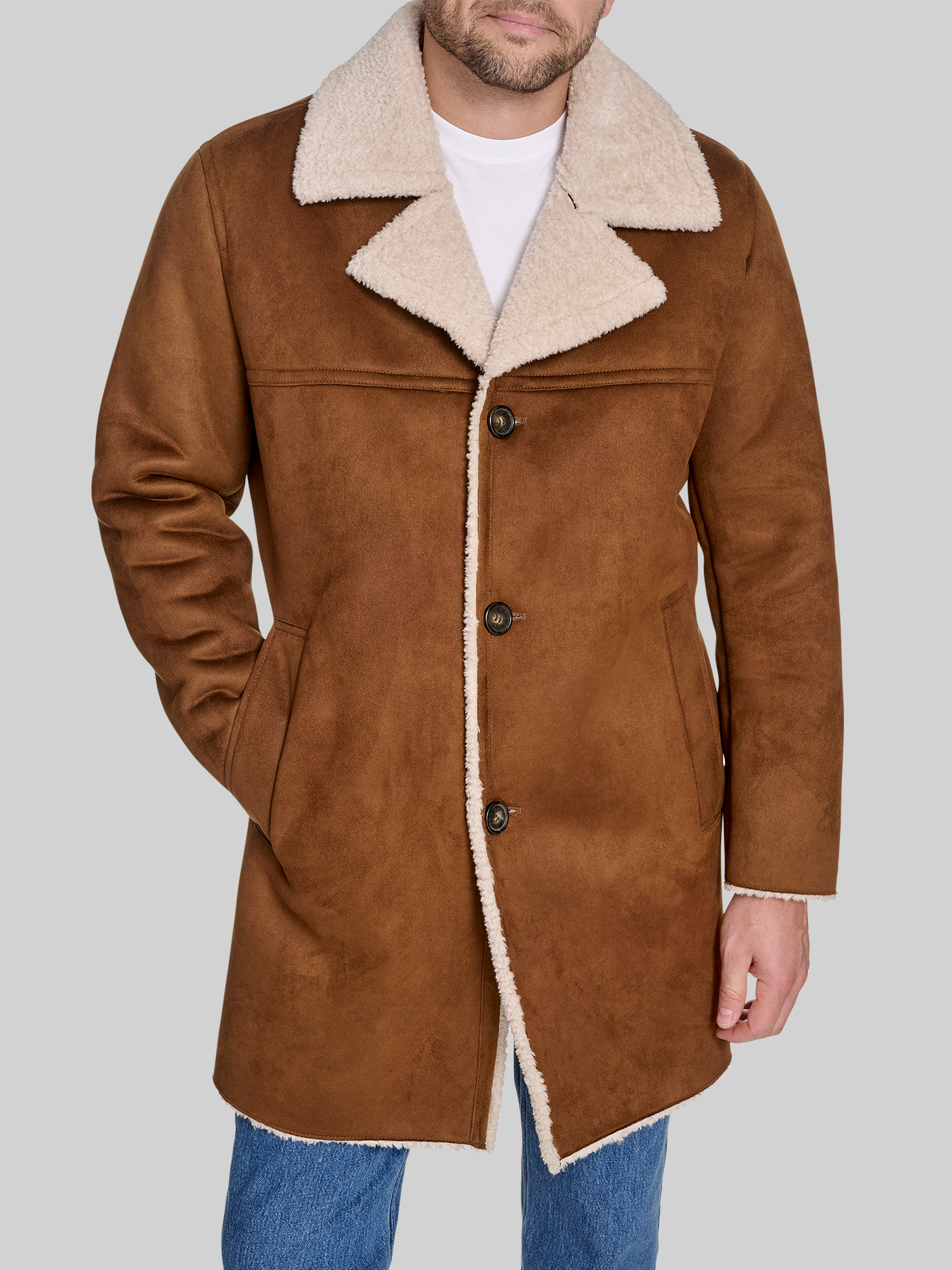 Single Breasted Faux Shearling Coat