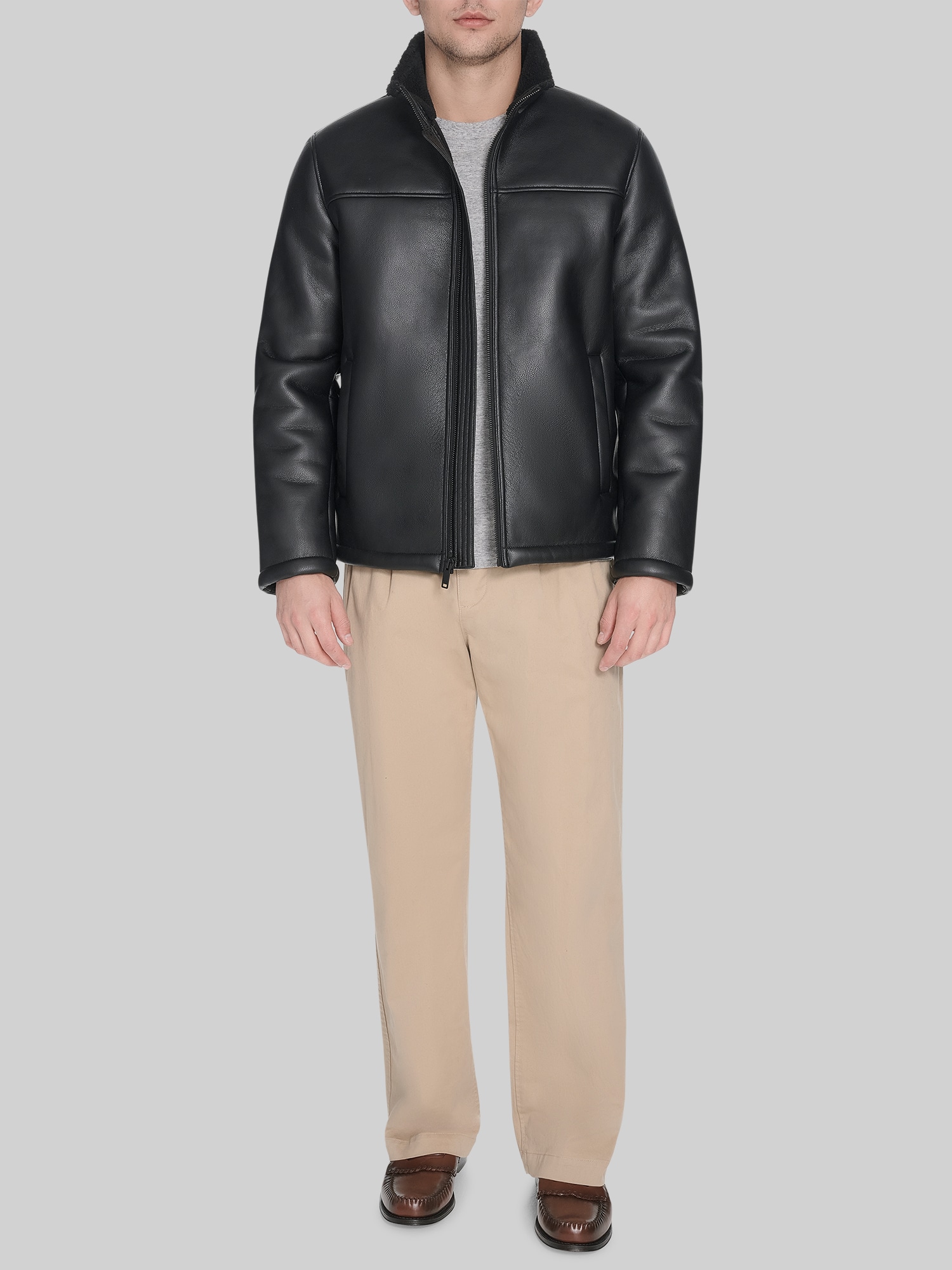 Faux Leather & Shearling Jacket