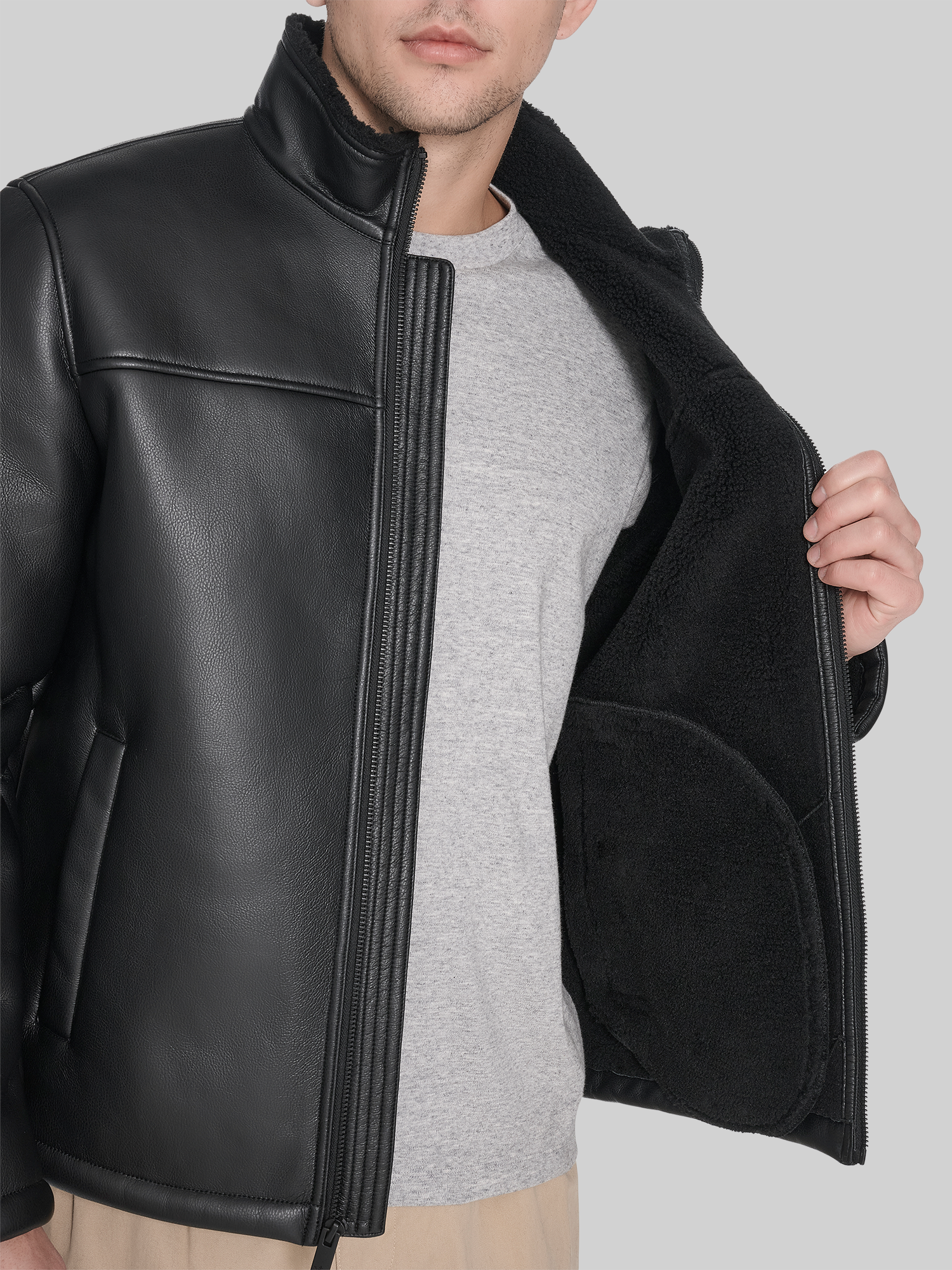 Faux Leather & Shearling Jacket